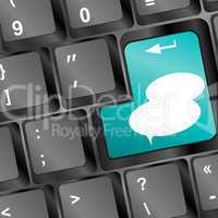 Social media key with speech bubble sign on the keyboard