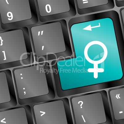 Venus symbol in blue on white computer key