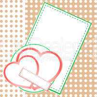 Valentin`s Day card with two love hearts
