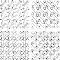 Set of monochrome geometric seamless patterns, backgrounds collection
