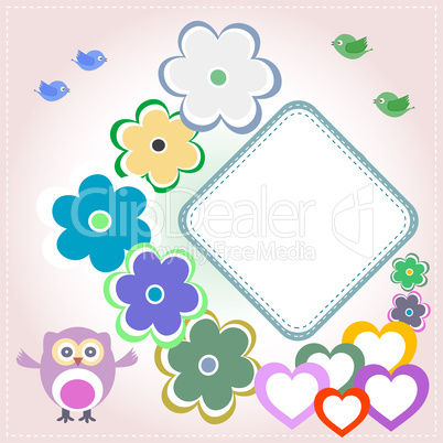 Seamless colourfull owl flower pattern for kids