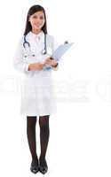 Southeast Asian female medical doctor holding a clipboard