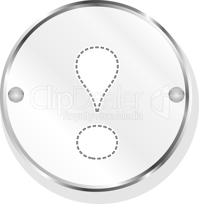 metallic button exclamation mark symbol attention sign