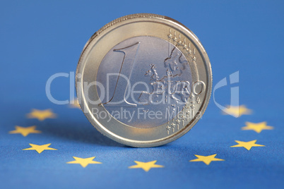 1 Euro und Europa Flagge