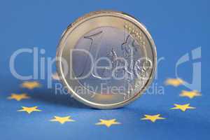 1 Euro und Europa Flagge