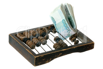 Russian money and old abacus