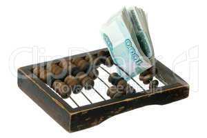 Russian money and old abacus