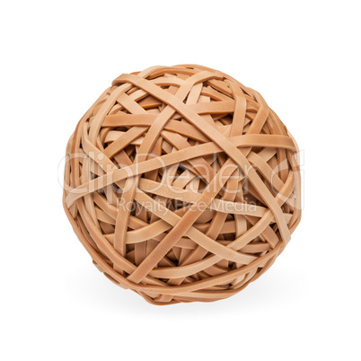 Brown rubberband ball with path