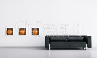 Modern interior with sofa 3d render