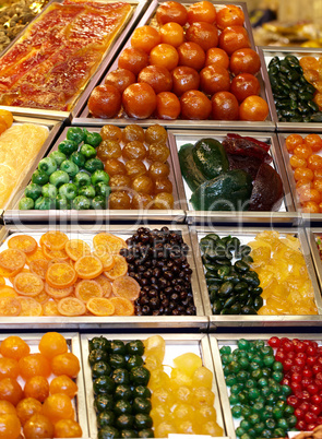 Assorted candy in a market.