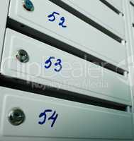 Mailboxes with flat numbers.