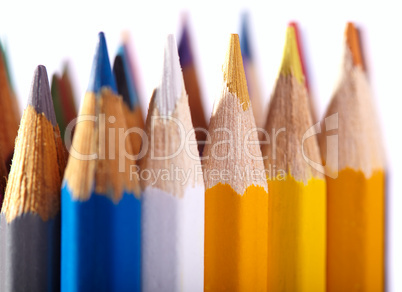 Pencils. Macro shot isolated on white.