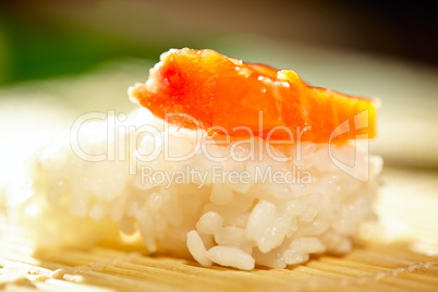 Making sushi. Macro shot with beautiful shallow dof.
