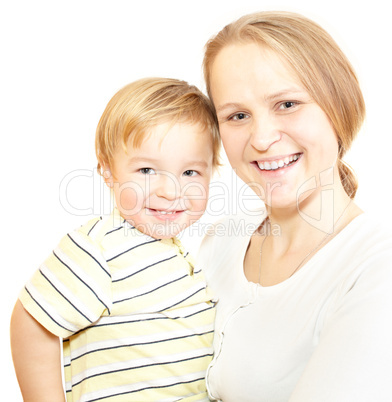 Happy young mother with her son.