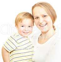 Happy young mother with her son.
