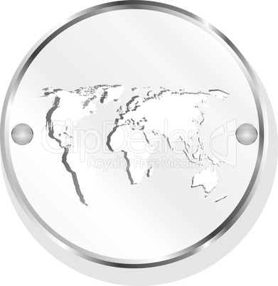 metal button with world map