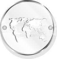 metal button with world map