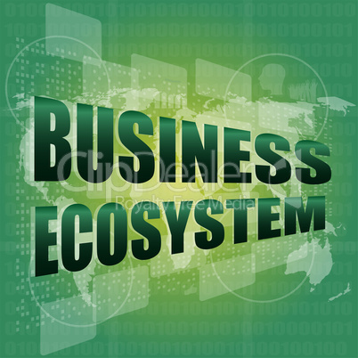 business ecosystem words on digital touch screen