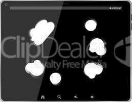 speech bubble on black tablet pc social, network concept