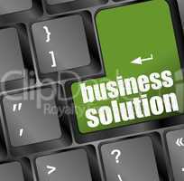 Computer keyboard with business solution key. business concept