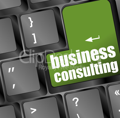 Computer keyboard with business consulting key. business concept