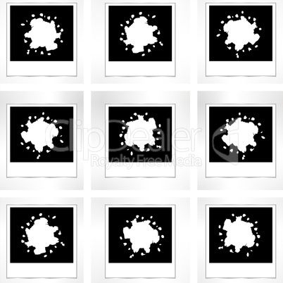 Polaroid photo frame set with abstract blots
