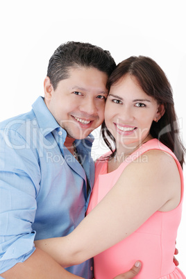 Happy smiling couple looking together at camera