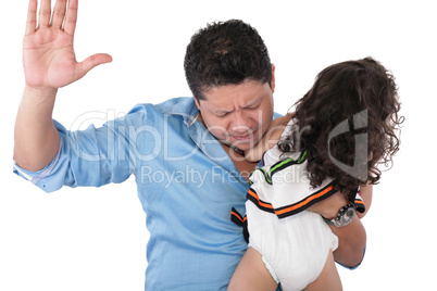 Little girl about to be thumped by father