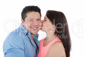 Young woman kissing her Boyfriend