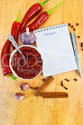 Adjika with fresh peppers