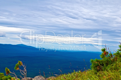 Chain of mountain peaks of the Northern Urals