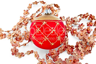 Christmas red ball with beads