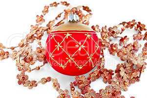 Christmas red ball with beads
