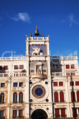 Close up of Clock Tower at San Marco square in Venice