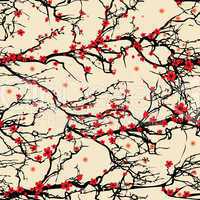 Seamless tree pattern. Japanese cherry blossom