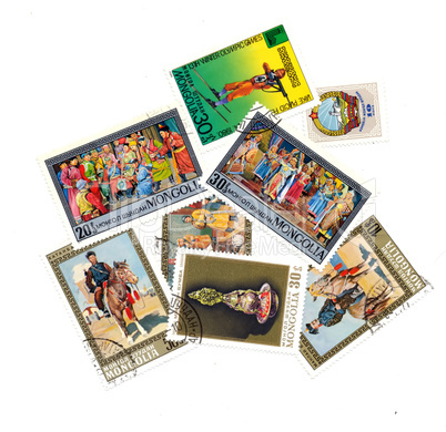 mongolia - circa 1980: various post stamps