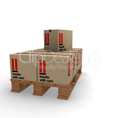 cardboard boxes on a pallet