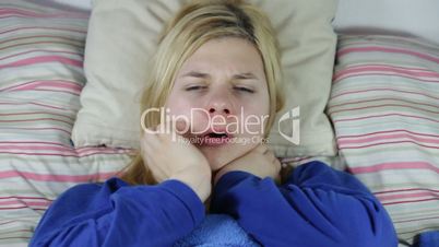 Unhappy woman yawning