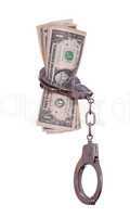 handcuff with dollar notes