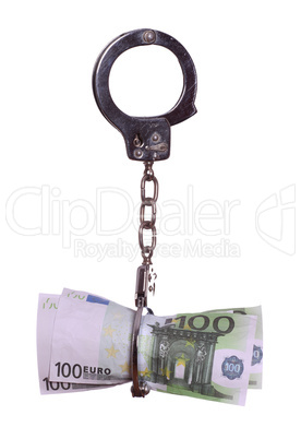 european currency with handcuff