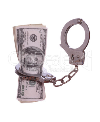 100 dollar notes in handcuff