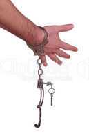 open handcuff on hand