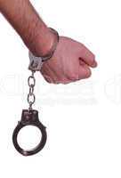 handcuff on hand