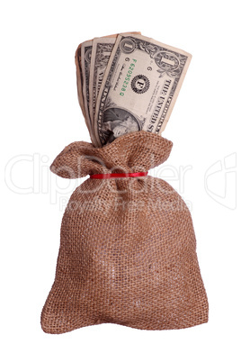 dollars in brown sack