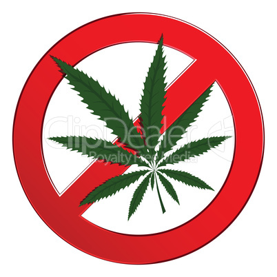 Sign forbidden circle drug cannabis. Symbol no narcotic isolated vector illustration.