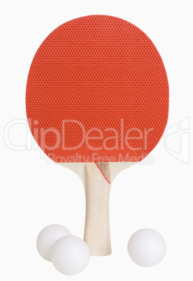 ping pong paddle and balls