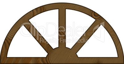 Isolated Wide Arched Wooden Window Frame