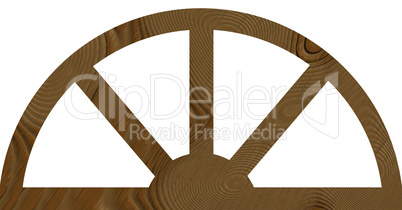 Isolated Wide Arched Wooden Window Flat Frame