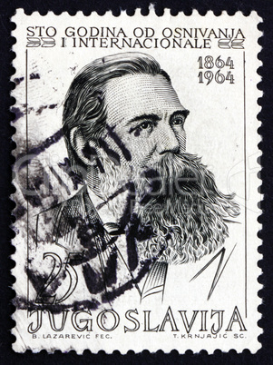 postage stamp yugoslavia 1964 friedrich engels, political theori