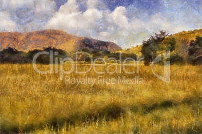 Picturesque Grassland Oil Painting